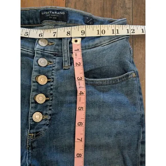 Lucky Brand Bridgette High Rise Skinny Button Fly Jeans Size 27/4 Blue Denim - Picture 5 of 6